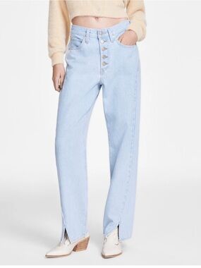 Levi’s 94 Baggy Twisted Light Blue Denim High-Rise Button-Fly- plot twisted 27